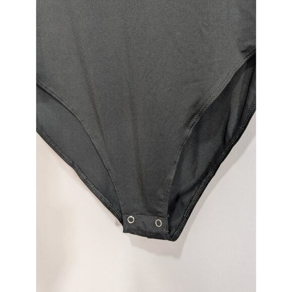 Kendall and Kylie Black Mock Neck Bodysuit Mesh Front Women Size S Stretch - Picture 3 of 7